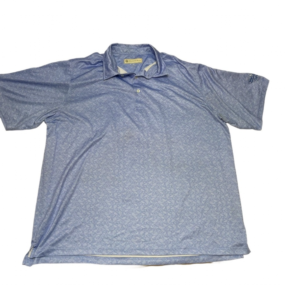 Donald Ross Blue Paisley Polo White Eagle Golf Club Logo Men’s XXL
